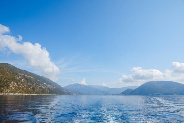 Lefkada Adası 'ndaki tekneden Yunanistan yaz tatili manzarası