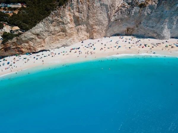 Letecký Pohled Pláž Porto Katsiki Ostrově Lefkada Řecko — Stock fotografie