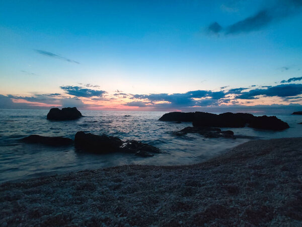 sunset above the porto katsiki beach Lefkada island Greece