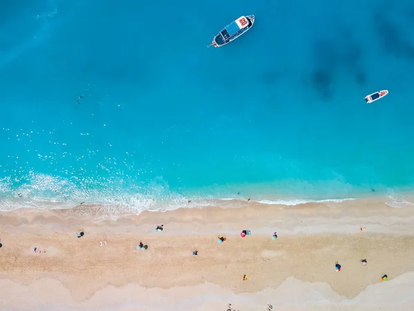 Directement Dessus Vue Plage Egremni Île Lefkada Grèce Copie Espace — Photo