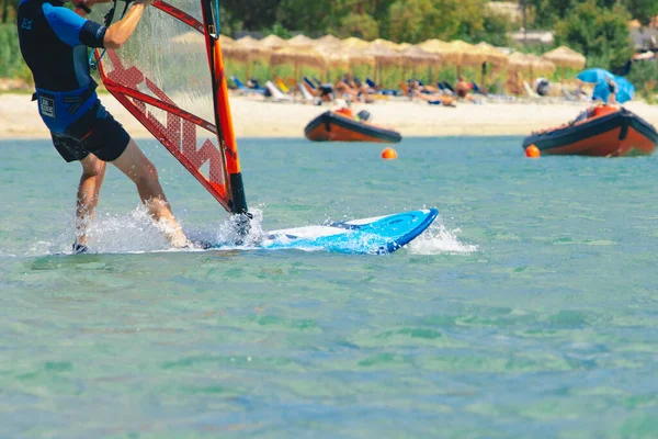 Vasiliki Greece September 2021 Windsurfer Sea Summer Sunny Day — Stock Photo, Image