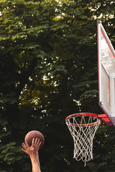 Koszykówka Obręcz Zbliżenie Przestrzeń Kopia — Zdjęcie stockowe