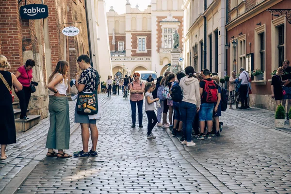 Krakow Poland May 2022 People Tourists Walking Old European Town — Fotografia de Stock