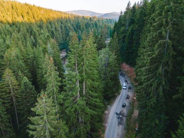 Ukrayna Karpatlar 'ın tepesindeki ATV' ye binen insanlar