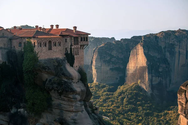 Travel Landmark Meteora Monastery Top Thessaly Mountains Greece — Φωτογραφία Αρχείου