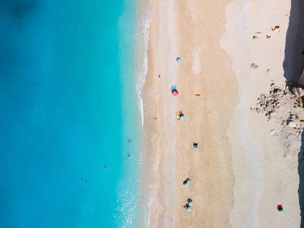 Directement Dessus Vue Plage Egremni Île Lefkada Grèce Copie Espace — Photo