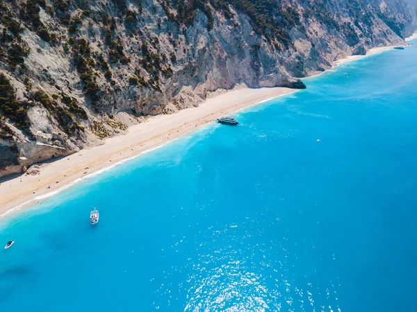 Aerial View Egremni Beach Lefkada Island Greece Summer Vacation — Stock Photo, Image