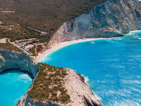 Vista Aérea Playa Porto Katsiki Isla Lefkada Grecia —  Fotos de Stock
