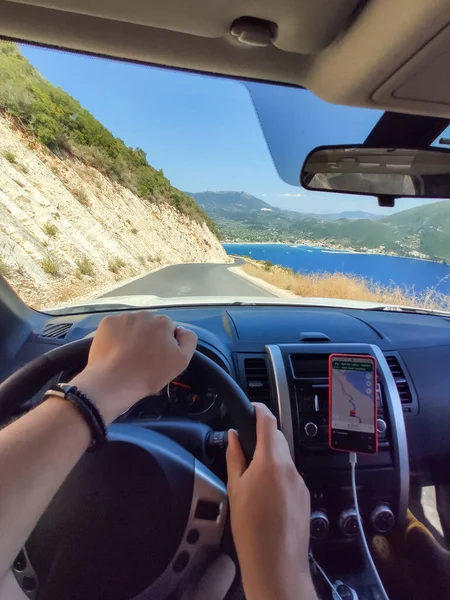 Griekenland Auto Reizen Zomer Vakantie Kopieerruimte — Stockfoto