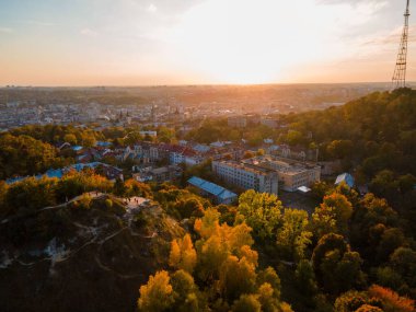 aerial view of autumn Lviv city Ukraine