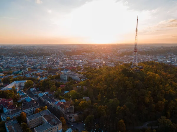 Вид Висоти Осіннє Місто Україна — стокове фото