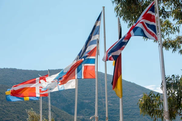 Diferentes Banderas Espacio Copia Del Asta Bandera —  Fotos de Stock