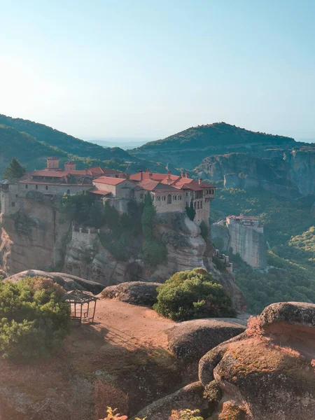 Widok Grecję Thessaly Góry Klasztor Meteora — Zdjęcie stockowe