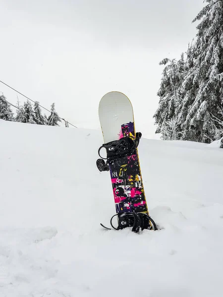 Snowboard Stick Out Snow Ski Resort — Stock Photo, Image