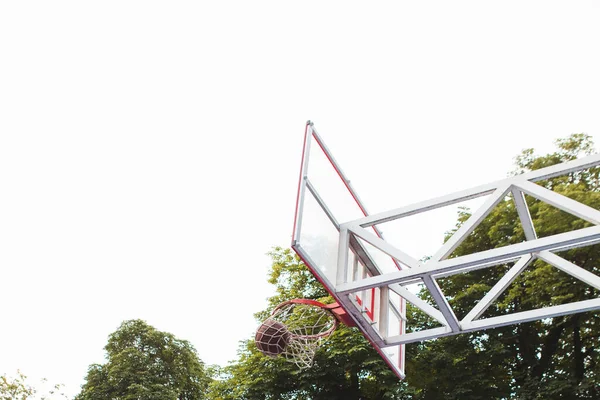 basketball hoop close up copy space