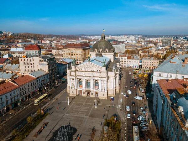 Overhead View Opera Building Lviv City Copy Space — Stock Photo, Image