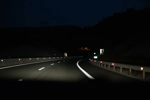 Night Road Car Travel Copy Space — Fotografia de Stock
