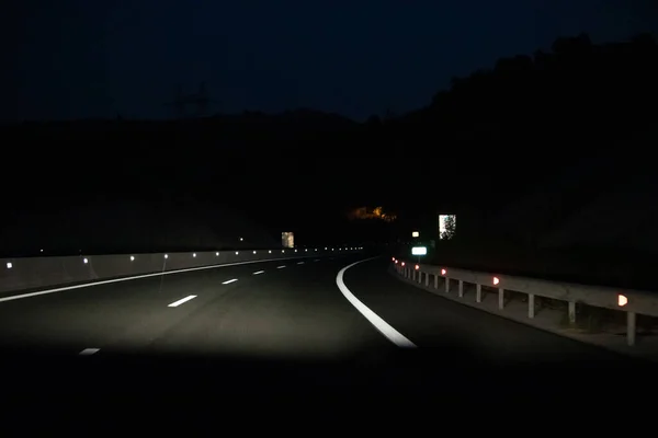 Night Road Car Travel Copy Space — Stock fotografie