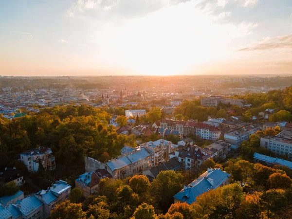 Vista Aérea Otoño Lviv Ciudad Ucrania —  Fotos de Stock