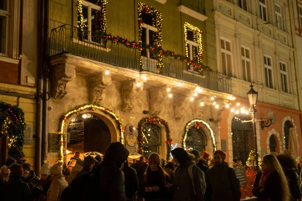 Lviv Ukraine December 2021 Christmas Fair City Center Night Time — Zdjęcie stockowe
