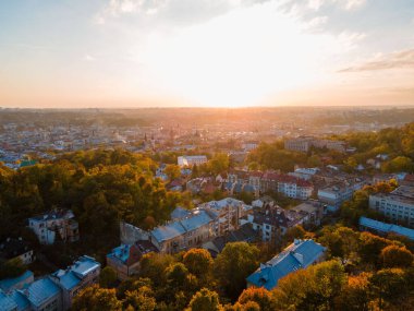 aerial view of autumn Lviv city Ukraine