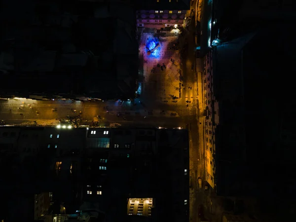 Overhead View Night City Street Copy Space — Foto Stock