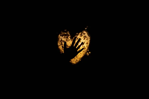 Silhouette Woman Hand Lighten Heart Symbol —  Fotos de Stock