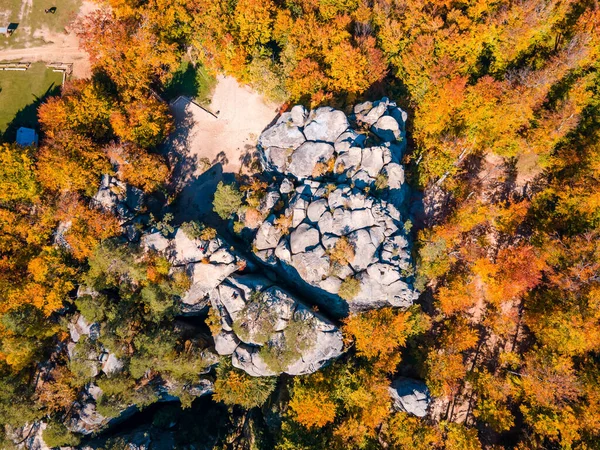 Dovbush Rocks Landmark Autumn Season Copy Space — Fotografia de Stock