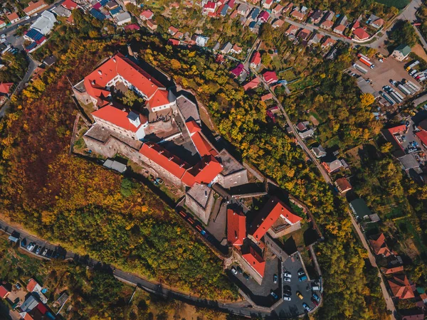 Luchtfoto Van Palanok Kasteel Herfst Seizoen — Stockfoto