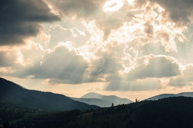 colorful sunset on top of ukrainian mountain carpathian