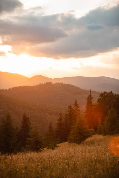 Colorful Sunset Top Ukrainian Mountain Carpathian — Fotografia de Stock