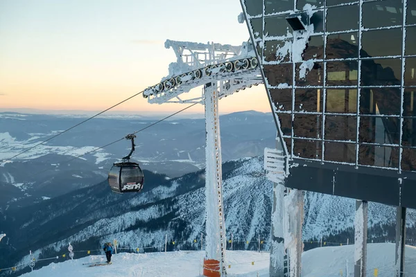 Jasna Slovaquie Février 2022 Station Ski Coucher Soleil — Photo