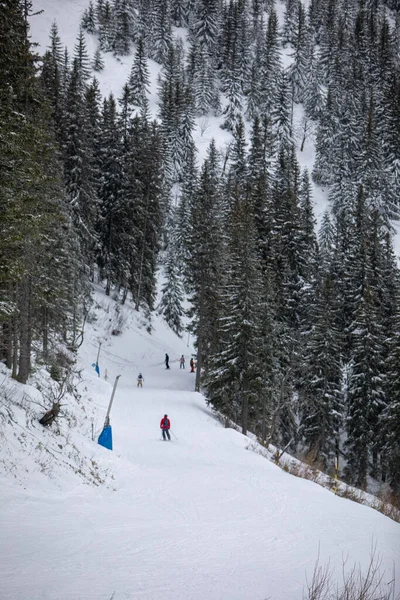 Ski Slope People Winter Vacation Slovakia Tatra Mountains — Foto Stock