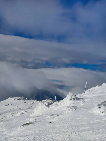 Tramonto Sopra Pista Sci Slovacchia Tatra Montagne Copiare Spazio — Foto Stock