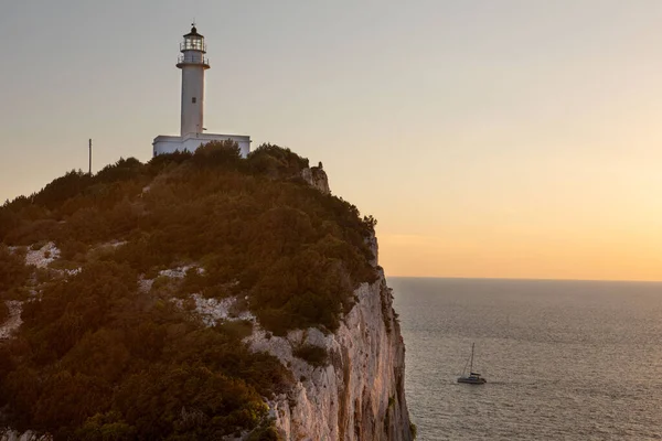 lefkada island lighthouse on the sunset Greece