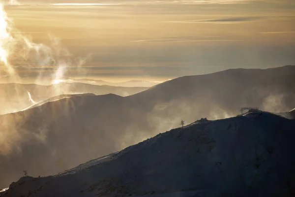 Puesta Sol Sobre Las Montañas Eslovacas Tatras Copiar Espacio — Foto de Stock