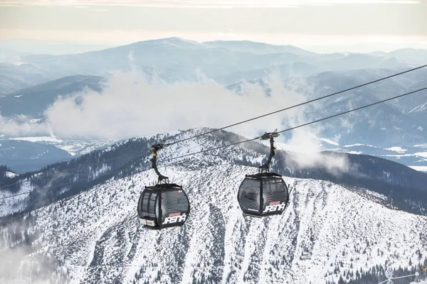 Slovaquie Jasna Février 2022 Télésiège Cabine Espace Copie Station Ski — Photo