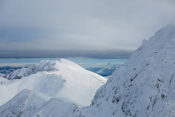Paisagem Vista Panorâmica Das Montanhas Tatra Inverno Nevado Eslováquia — Fotografia de Stock