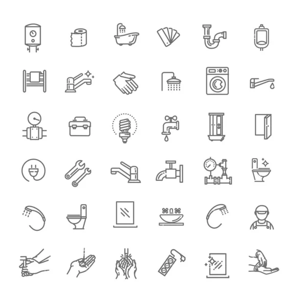 Conjunto de iconos de línea de plomería vectorial — Archivo Imágenes Vectoriales
