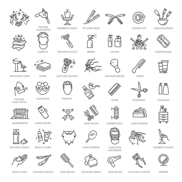 Friseursalon Vektor Icons Set Vektorillustration — Stockvektor