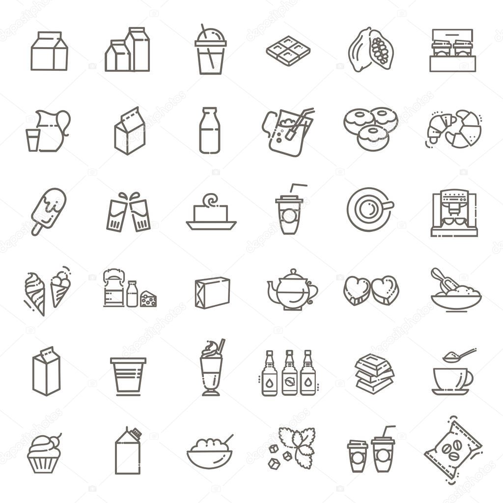 Food and drink. thin vector icon collection