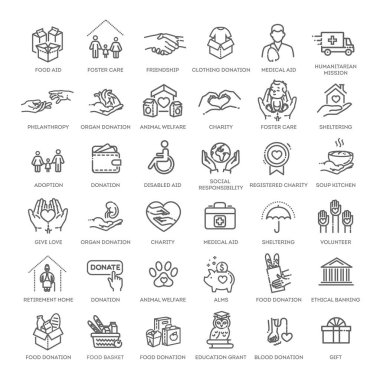 Bağış hattı ikonları. Basit resim paketleri