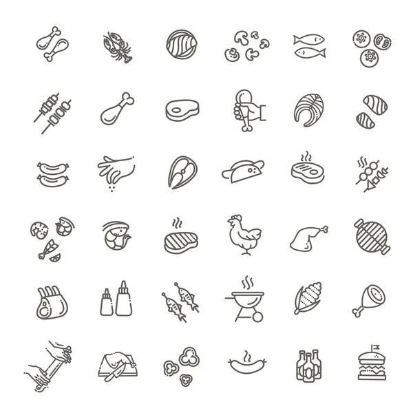 Food Thin Vector Icon Collection — Stock Vector