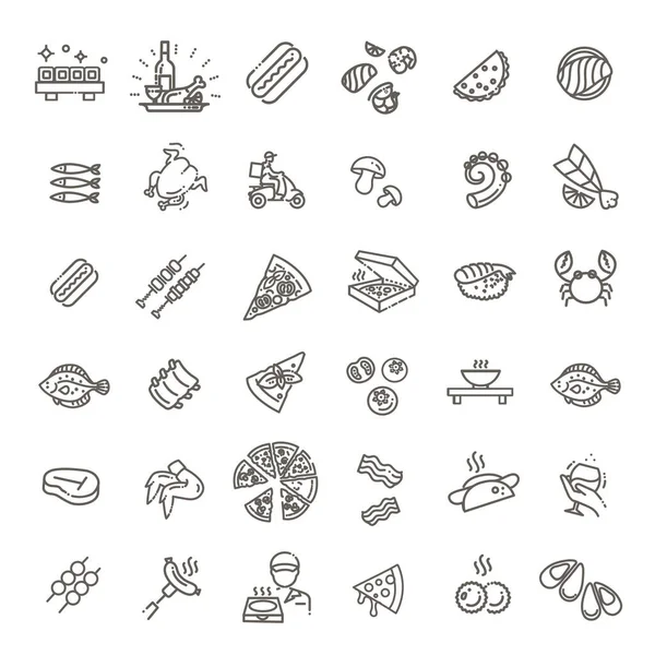 Food Drink Thin Vector Icon Collection — Stock Vector