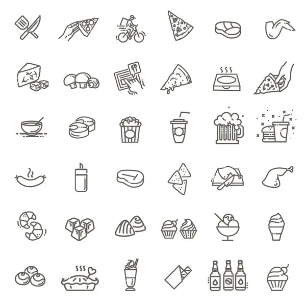 食物和饮料 瘦矢量图标集合 — 图库矢量图片