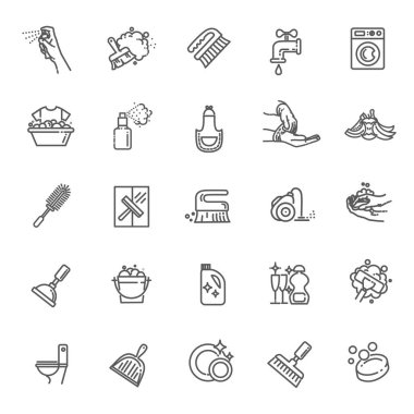 Temizlik hizmeti konsepti çizimi ince çizgi düz tasarım