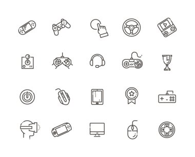 Basit oyunlar ilgili anahat simgeler kümesi