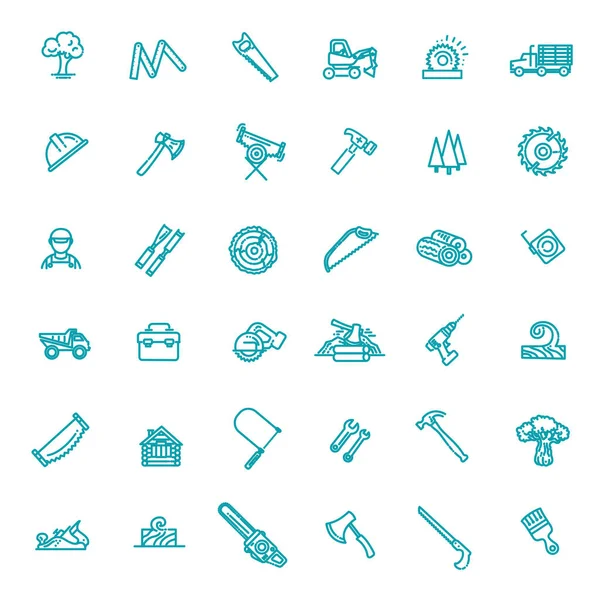 Industria Forestal Los Iconos Estilo Lineal Moderno — Vector de stock