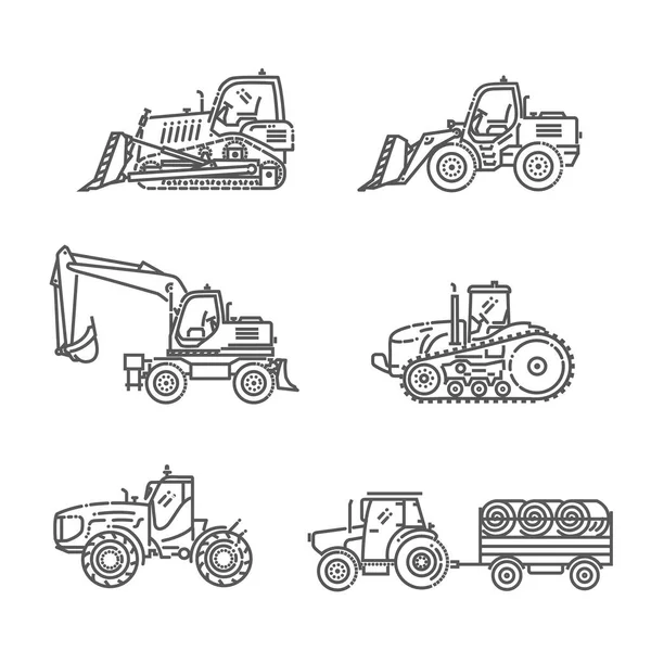 Agricultural machines. Industrial machinery icons — Stock Vector