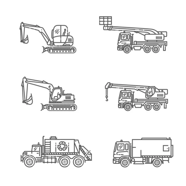 Industrial transport. Industrial machinery icons. Vector symbols — ストックベクタ
